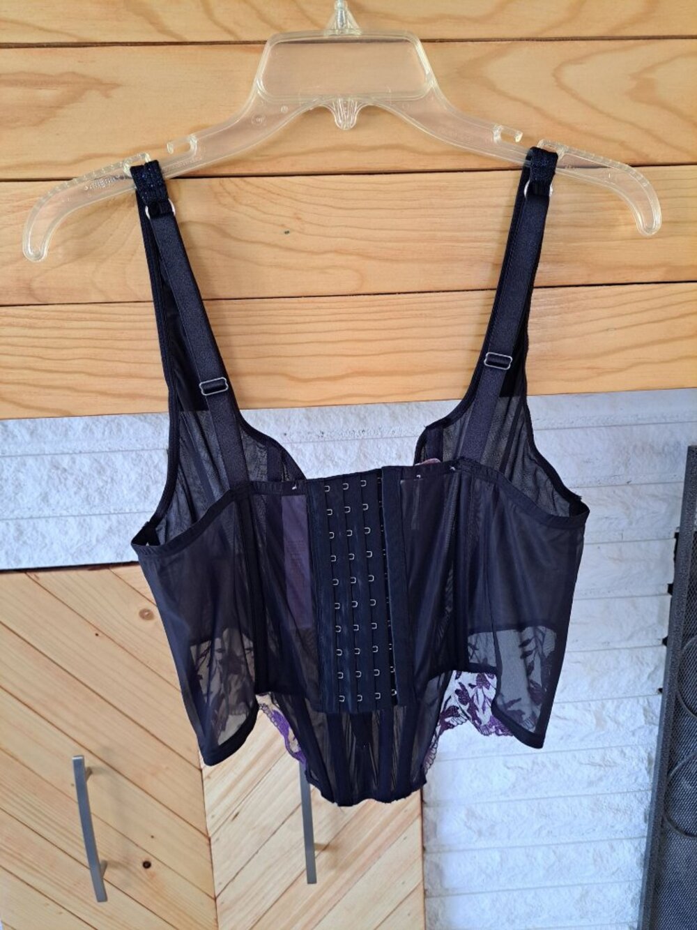 Savage X Fenty 2XL Iridescent Lace Bustier Adjustable Straps Sheer Hook New - Picture 6 of 11